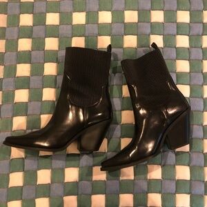 H&M Pointed Black Ankle Heeled Boots